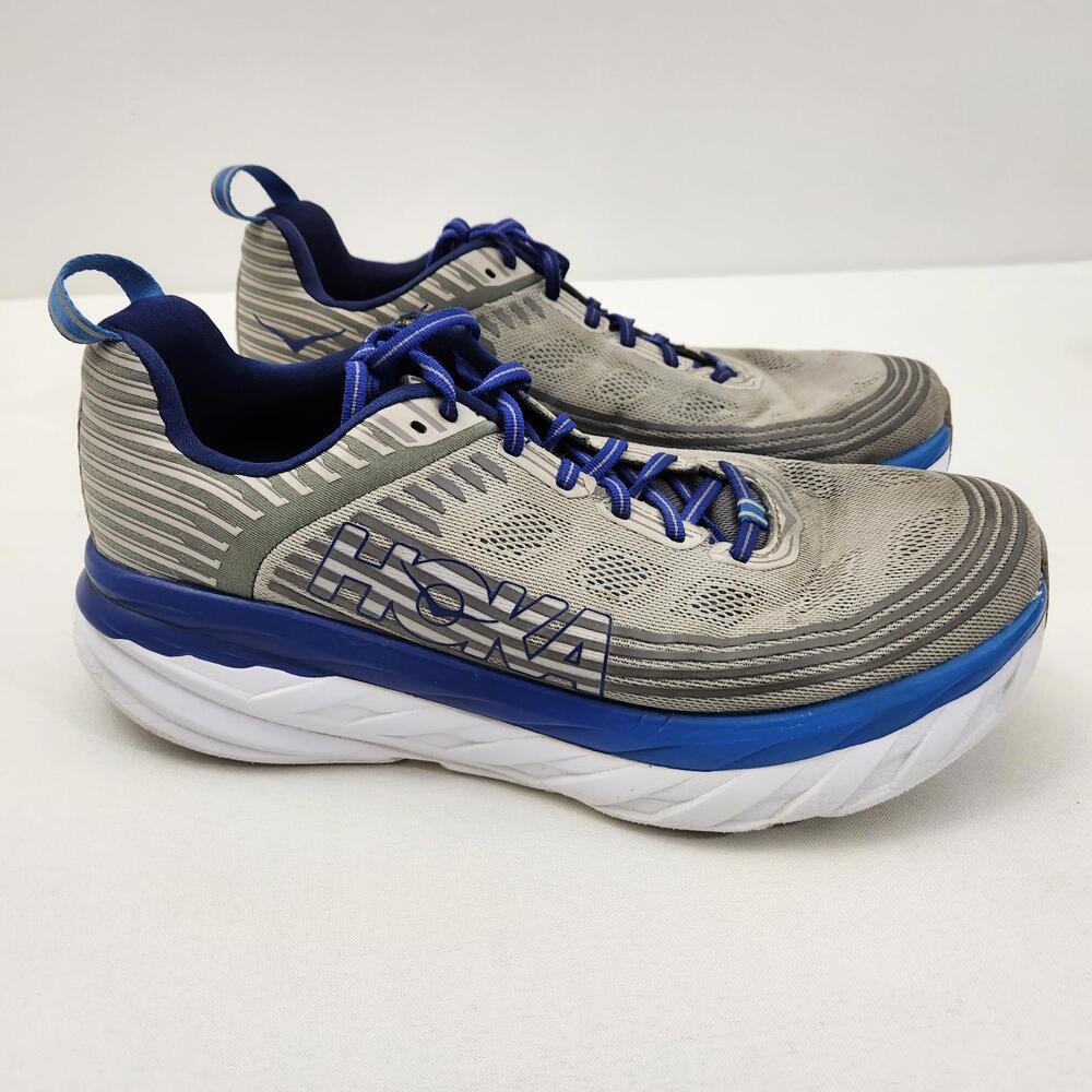 Hoka One One Bondi 6 Men's Running Shoes Grey Blue Size 10.5 2E Athletic